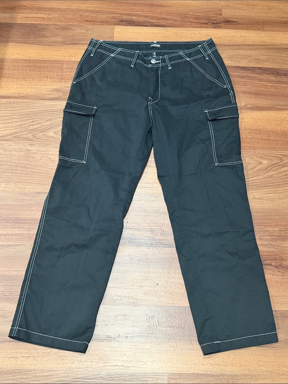 True Religion Black Cargo Chinos with Contrast Stitching